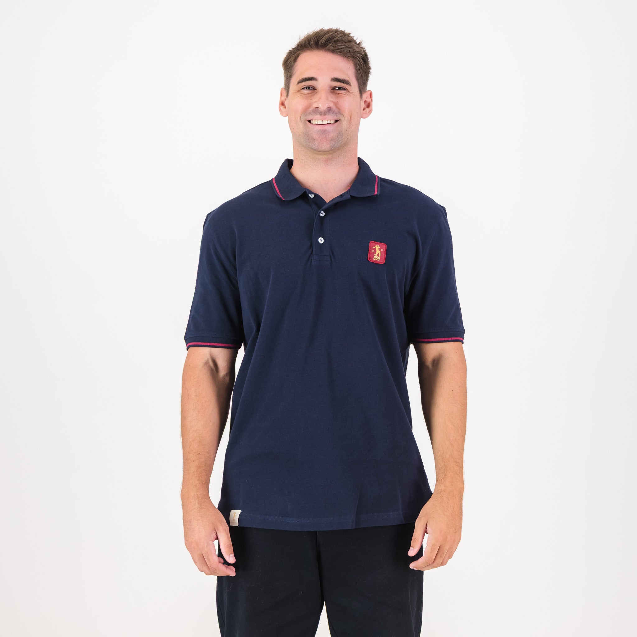 AB de Villiers 360 Small Logo Short Sleeve Polo Tipping Navy