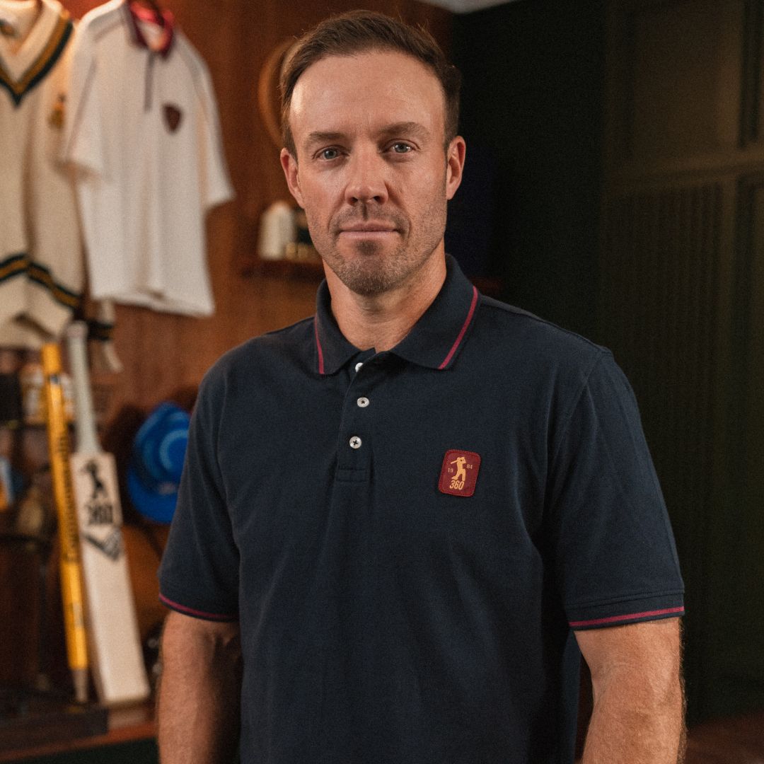 AB de Villiers 360 Small Logo Short Sleeve Polo Tipping Navy
