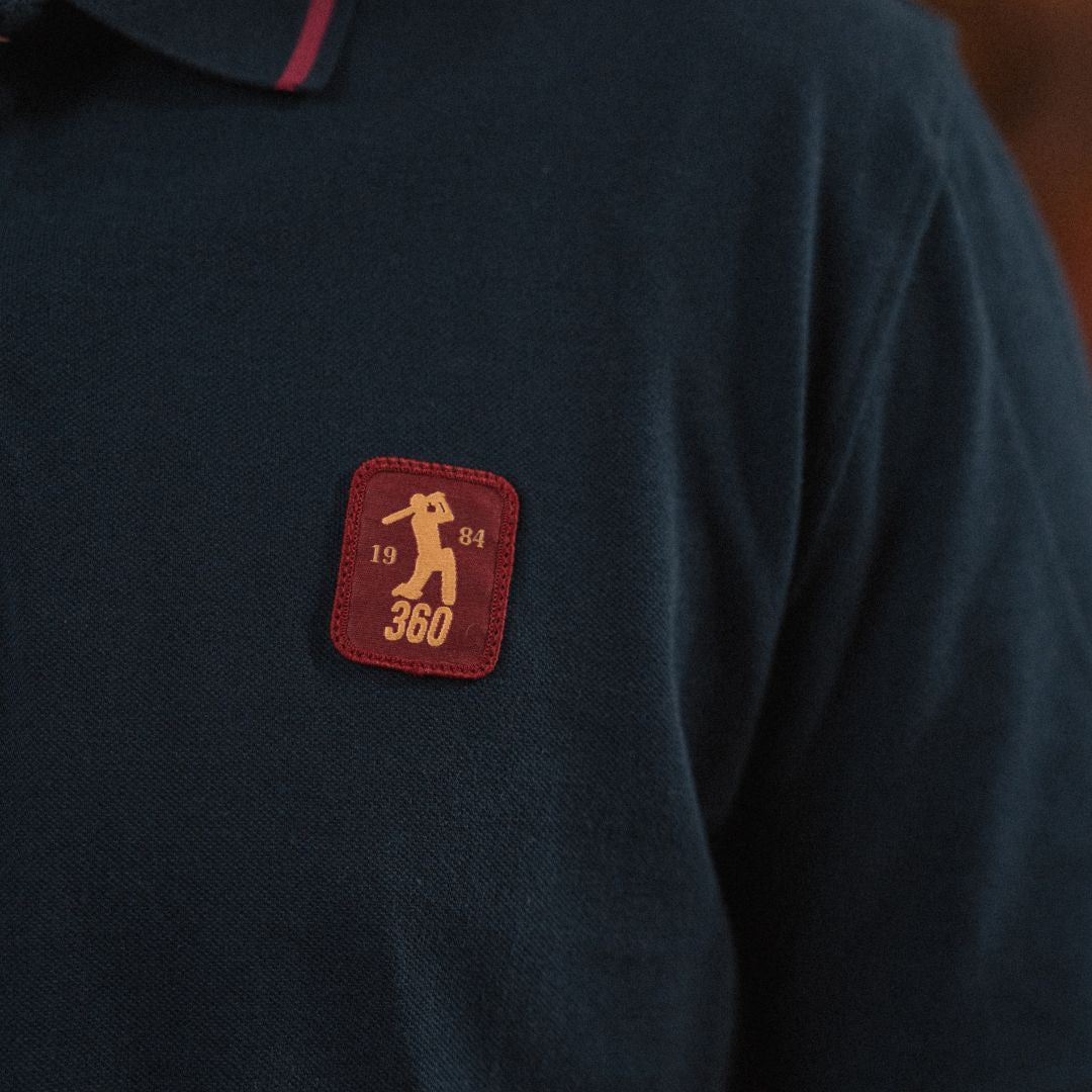 AB de Villiers 360 Small Logo Short Sleeve Polo Tipping Navy